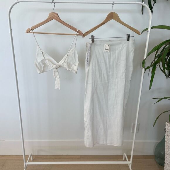 FREE PEOPLE White Cotton Linen Beach Outfit - Picture 6 of 7